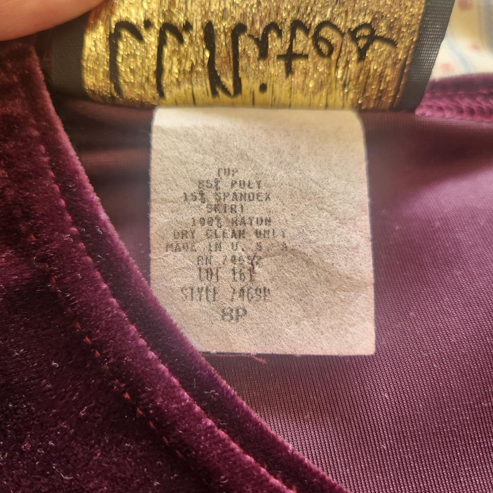 Vintage 90s Velvet Satin Maxi Dress 8P  Red Burgundy Whimsigoth Gothic Witchy - Picture 15 of 16